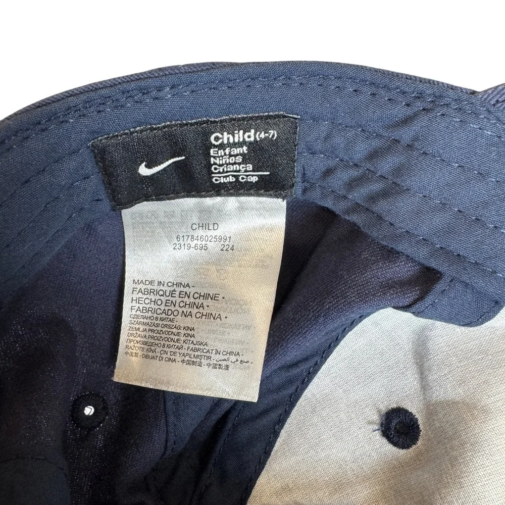 Nike Kids Navy Blue Club Cap Adjustable Swoosh Logo Hat Child 4-7 2319-695 - Picture 2 of 6